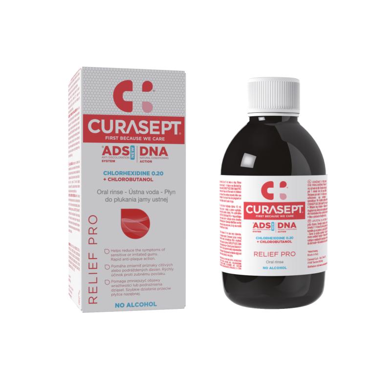 CURASEPT ADS-DNA RELIEF PRO 0,2% chlórhexidín+chlorbutanol ústna voda 200ml